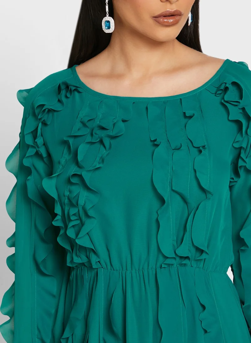Khizana Ruffle Detail Midi Dress