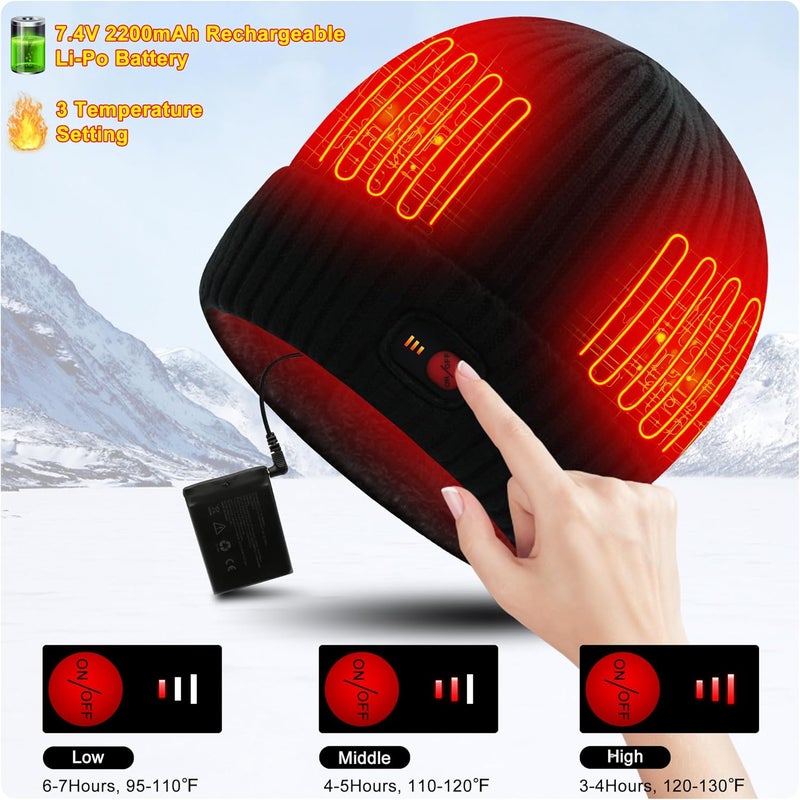 SVPRO Battery Heated Beanie Hat - Rechargeable Warm Winter Cap - Image 2