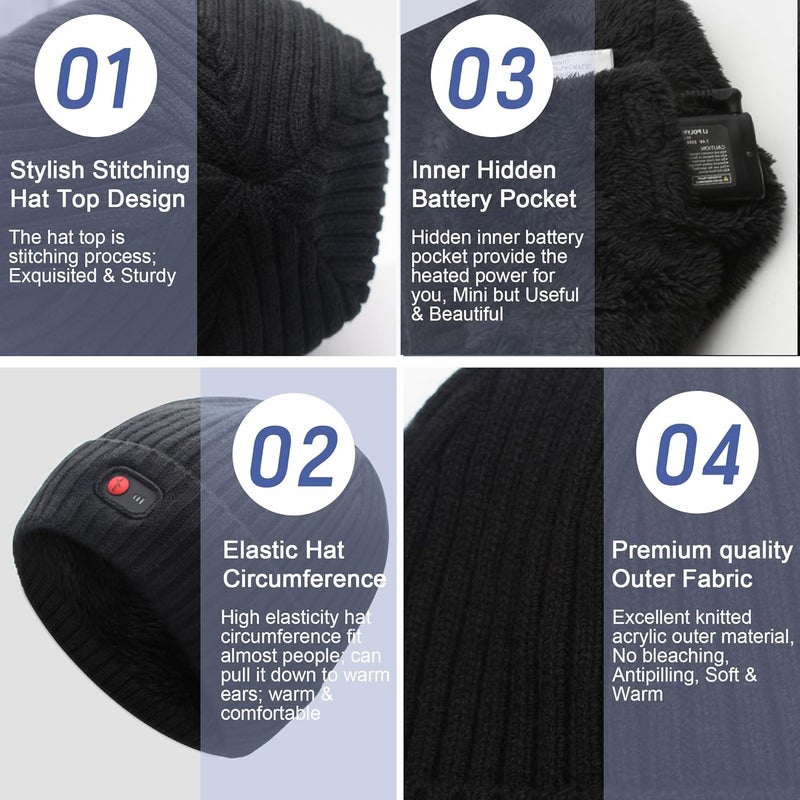 SVPRO Battery Heated Beanie Hat - Rechargeable Warm Winter Cap - Image 5