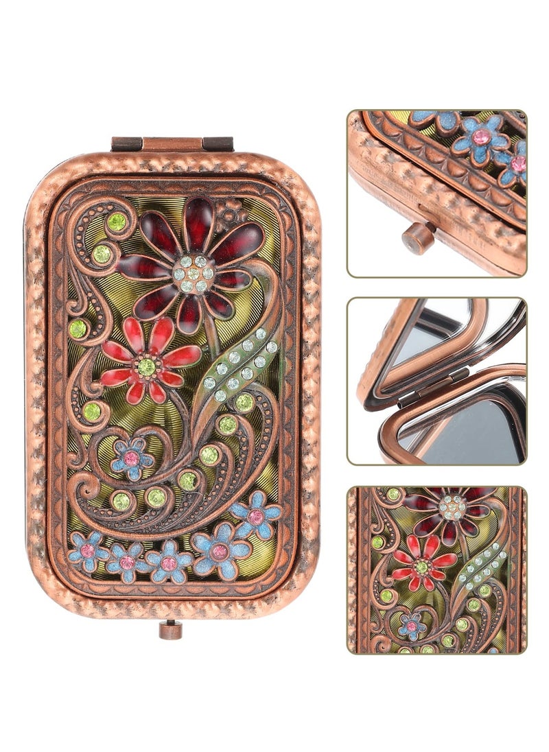 Excefore - Folding Vanity Mirror, Travel Handheld Mirror Decorative Mirror Dual Sided Pocket Mirror Compact Makeup Mirror Purse Small Mirror Lightweight Mirror Metal Old Fashioned Dress - Image 1