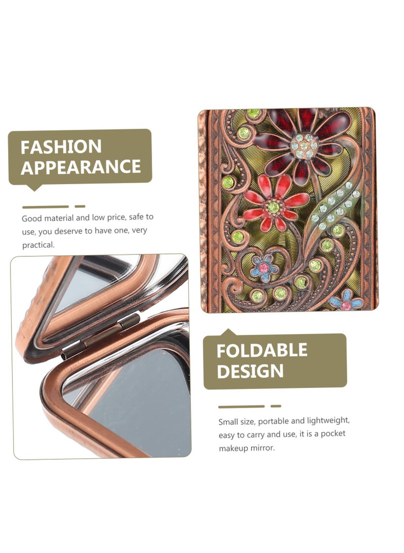 Excefore - Folding Vanity Mirror, Travel Handheld Mirror Decorative Mirror Dual Sided Pocket Mirror Compact Makeup Mirror Purse Small Mirror Lightweight Mirror Metal Old Fashioned Dress - Image 1