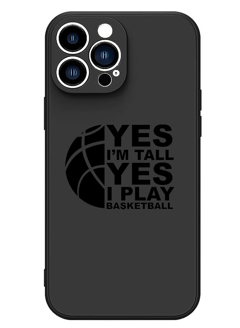 Theodor غطاء سليم واقي من السيليكون السائل مع حماية كاملة للجسم ضد الخدوش والصدمات لجهاز آيفون 13 برو ماكس باللون الأسود - نسخة كرة السلة - Image 1