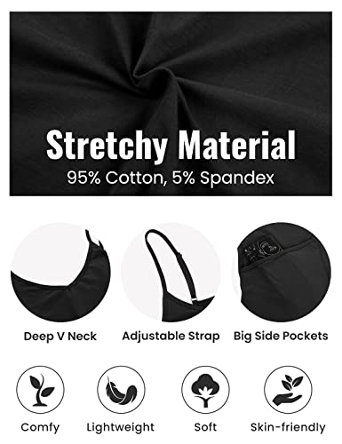 Lentta Women's Causal Jumpsuits V Neck Sleeveless Harem Overalls Stretchy Adjustable Strap Romper with Pockets(Black-XL) - Image 2