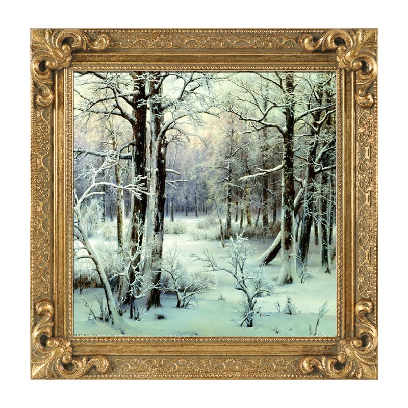 FOLKOR Solid Wood Canvas Frame for 8x8 Oil Paintings  1.8"" Wide Victorian Ornate Frame  Vertical or Horizontal Display for Home Office Wall Decor  No Back & Cover (Gold) - Image 1