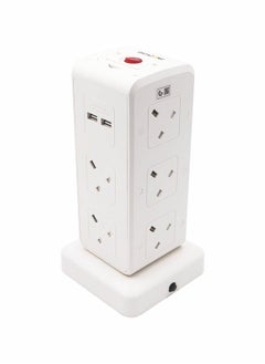 Datazone Power Extension Tower 13A 10 Sockets 5M White  - Image 1