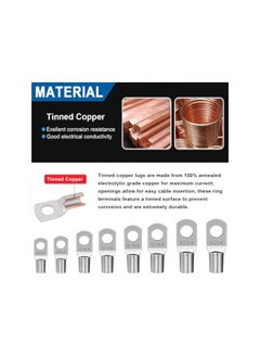 PROMASS promass Wire Terminals Crimping Tool, Copper Wire Lugs, Terminal Connectors, Heat Shrink Set, Bare Copper Eyelets, Ring Terminals Connectors(261Pcs)  - Image 4