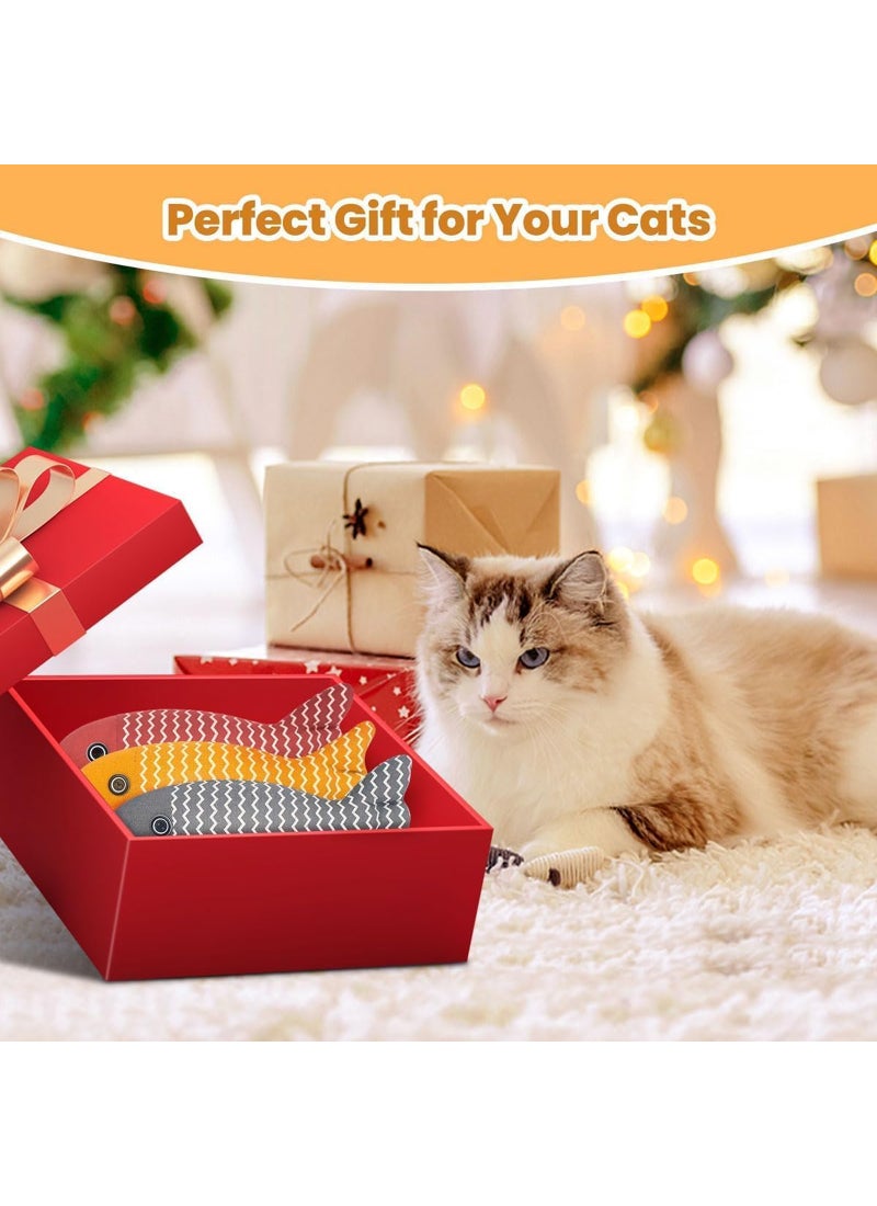 Mumoo Bear Cat Catnip Toys Fish - Cat Nip Kicker Toy for Indoor Cats, Squeak Interactive Toys for All Breeds Kitten, 3 Pcs Plush Pillows Soft and Durable for Pet Teething, Chewing, Playing Next step: Improve listing quality - Image 5