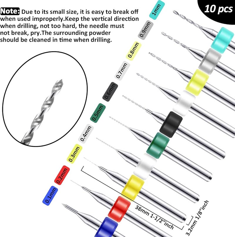 Mudder 57 Pieces Hand Drill Bits Set, Pin Vise Hand Drill, 46 Pieces Micro Twist Drill Bits and 10 Pieces PCB Mini Drill Bits for Resin Polymer Clay Craft DIY Jewelry (0.1-1mm, Random Color PCB Drill) - Image 3