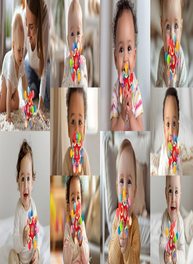 براند كونكور لعبة كرة الأطفال من ماركة كونكر، لعبة تسنين حسية خالية من مادة BPA للأطفال من عمر 3 أشهر فما فوق، عضاضة ناعمة قابلة للمضغ مع خشخيشة، ألوان زاهية لتنمية مهارات الإمساك لدى الرضع (عضاضة مونتيسوري حمراء) - Image 3