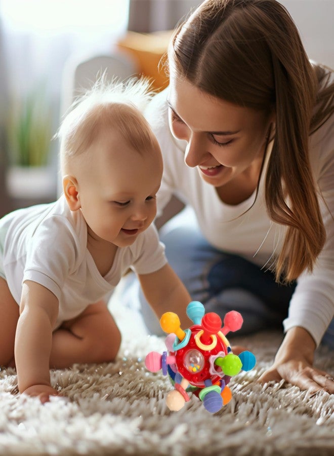 براند كونكور لعبة كرة الأطفال من ماركة كونكر، لعبة تسنين حسية خالية من مادة BPA للأطفال من عمر 3 أشهر فما فوق، عضاضة ناعمة قابلة للمضغ مع خشخيشة، ألوان زاهية لتنمية مهارات الإمساك لدى الرضع (عضاضة مونتيسوري حمراء) - Image 2