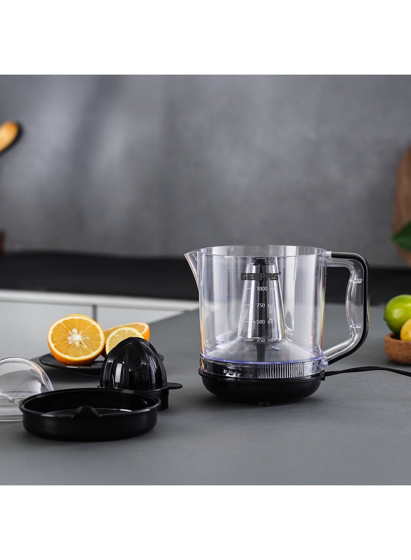 GEEPAS 1 L Citrus Juicer 25 W| Set includes 2  Cones, Jar and a Transparent Lid| Automatic Juicer for making Orange Juice, Lemon, and so on| Plastic Body with Non-Slip Feet| 2 Years Warranty 1 L 25 W GCJ9900N Yellow/White - Image 3