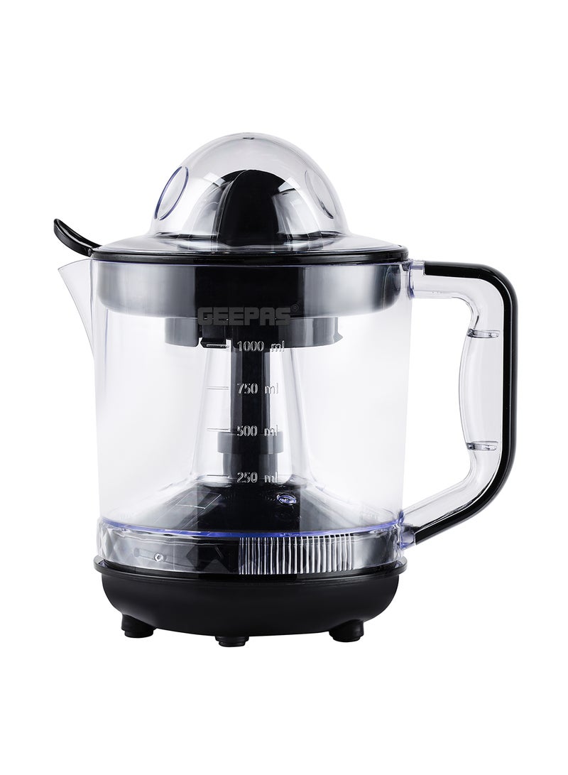 GEEPAS 1 L Citrus Juicer 25 W| Set includes 2  Cones, Jar and a Transparent Lid| Automatic Juicer for making Orange Juice, Lemon, and so on| Plastic Body with Non-Slip Feet| 2 Years Warranty 1 L 25 W GCJ9900N Yellow/White - Image 1