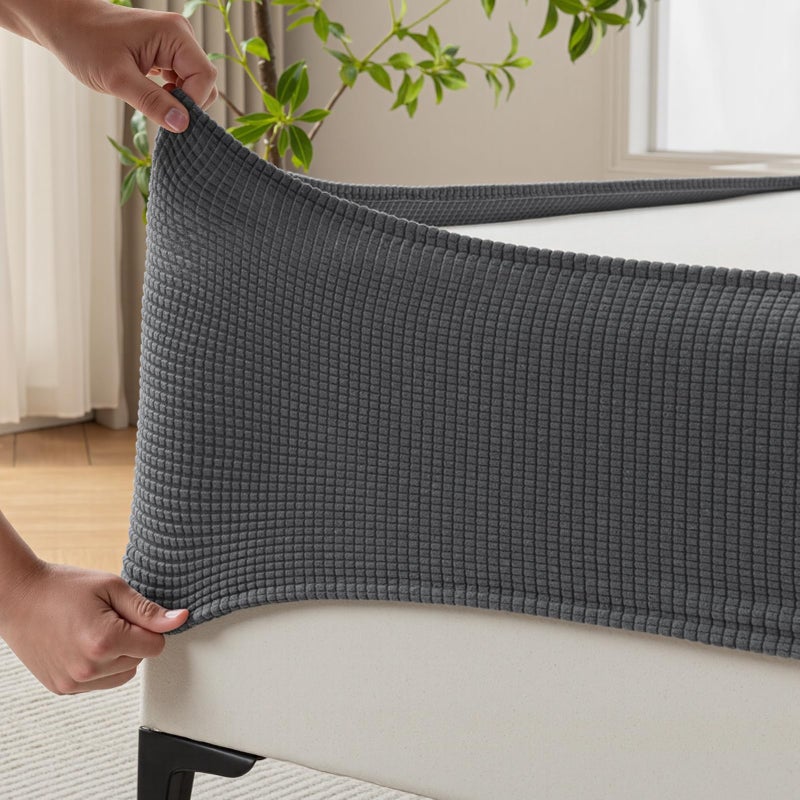 MIYE Jacquard Fabric Box Spring CoverSuper Stretchy Wrap Around 4 Sides Elastic Bed SkirtWrinkle Fading ResistantWashable Easy Fit Dark Grey King - Image 2
