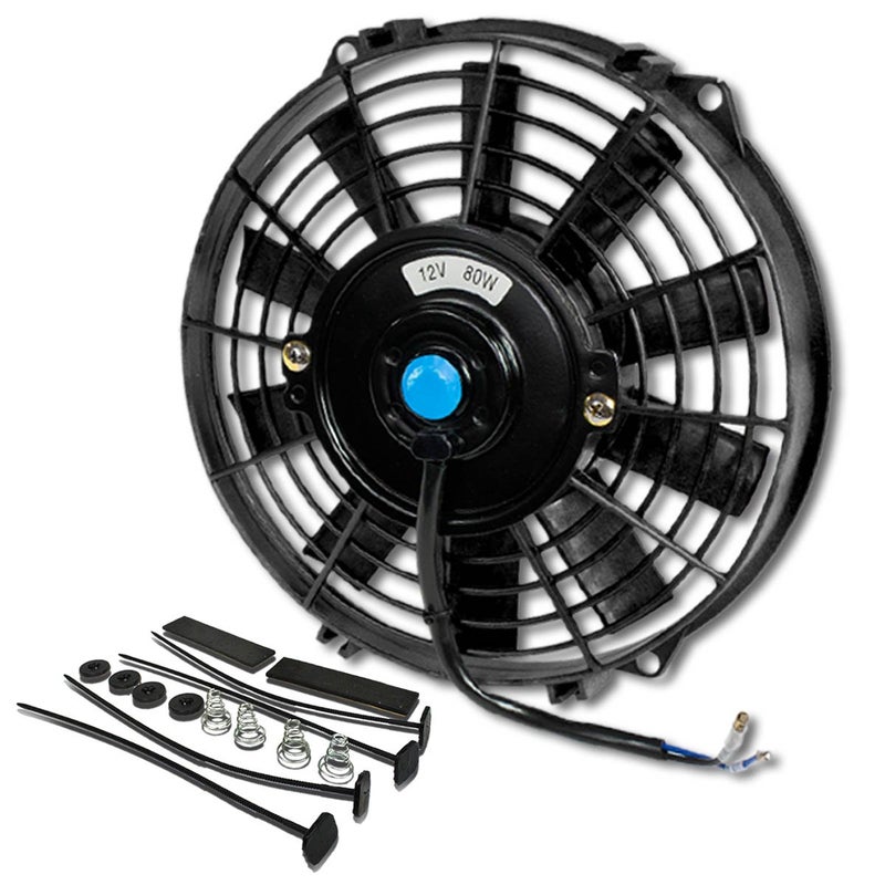 DNA MOTORING مروحة رادياتير كهربائية رفيعة عالية الأداء 9 بوصة من DNA MOTORING مع مجموعة تركيب، سوداء، RAF-9+FMK - Image 4
