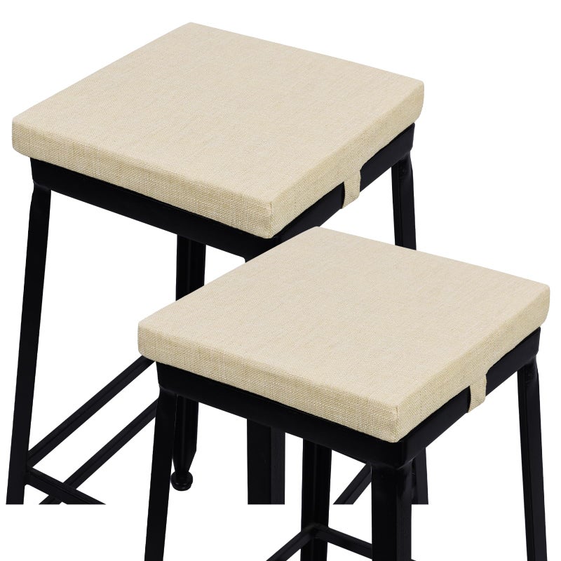baibu 12 Inch Memory Foam Non Slip Stool Cushion Square Set of 2 DualLayer Design Bar Stool Cushions with Ties Square Chair Pad for Stackable Kitchen Stools Beige 12 30CM