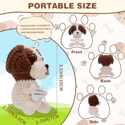 HOMQYTE Inspirational Gift Positive Crochet Dog Animals with Affirmation Card Handmade Crochet Beagle Plush Doll for Women Dog Lovers Gifts Beagle - Image 5