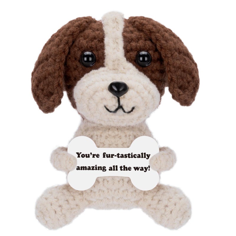 HOMQYTE Inspirational Gift Positive Crochet Dog Animals with Affirmation Card Handmade Crochet Beagle Plush Doll for Women Dog Lovers Gifts Beagle - Image 3