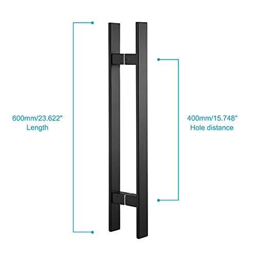 TOGU TG-6018 24 inches Solid Standoffs Heavy-Duty Commercial Grade-304 Stainless Steel Push Pull Door Handle/Barn Door Pull Handle/Glass Pulls, Matte Black Finish - Image 2