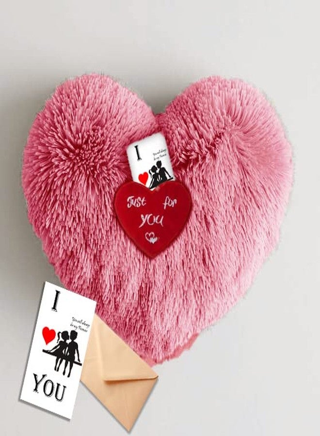 PICKKART Fur Heart Pillow with Love Card (Pink) - Image 1