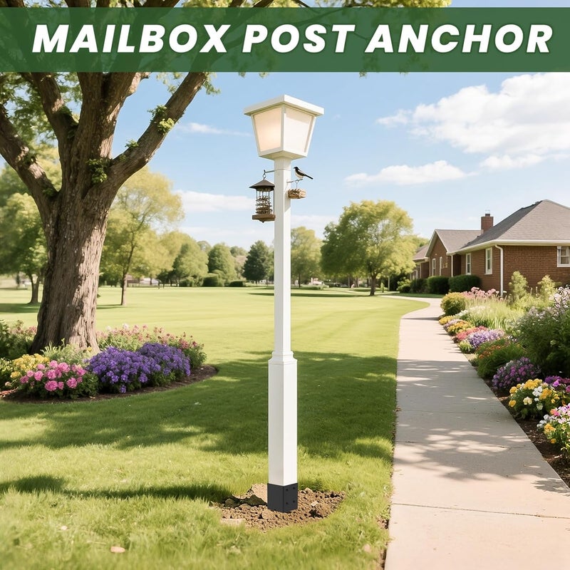 TAYORY 1 Pcs 4"x4" Fence Post Anchor Ground Spike 24"(Actual: 3.6"x3.6") Heavy Duty Metal Fence Post Anchor, Black Powder-Coated, for Fences,Deck,Bird Feeder,Railing,Mailbox - Image 3