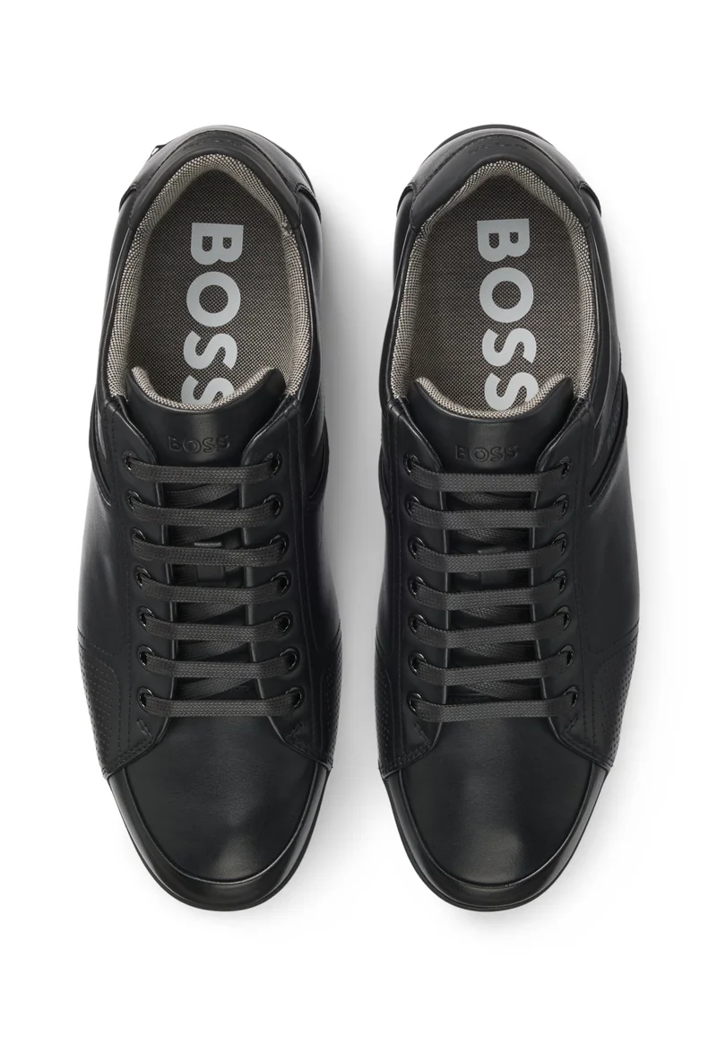 BOSS black Leather sneakers with odour-control lining for Men | Best Price UAE