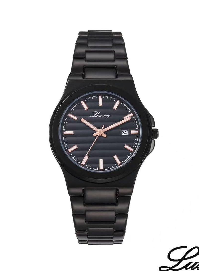 ساعة يد رجالية ستيل - شكل باتيك فيليب ضد الماء وبجوة عالية سوار أسود مع ميناء أسود