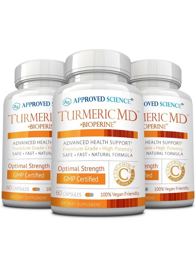 Approved Science Turmeric MD - with BioPerine & 95% Standardized Turmeric Curcuminoids - 180 Capsules (3 Month Supply) - Image 1