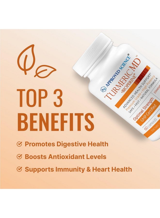 Approved Science Turmeric MD - with BioPerine & 95% Standardized Turmeric Curcuminoids - 180 Capsules (3 Month Supply) - Image 3