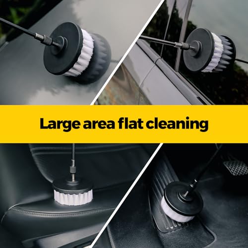 Holikme 5Pack Drill Brush Attachment Set-Car Interior Detailing Kit，Power Scrubber Brush Extended Long Attachment for Bathroom, Car，Shower，Carpet,Boat,Kitchen，Floor and Tile，White - Image 2