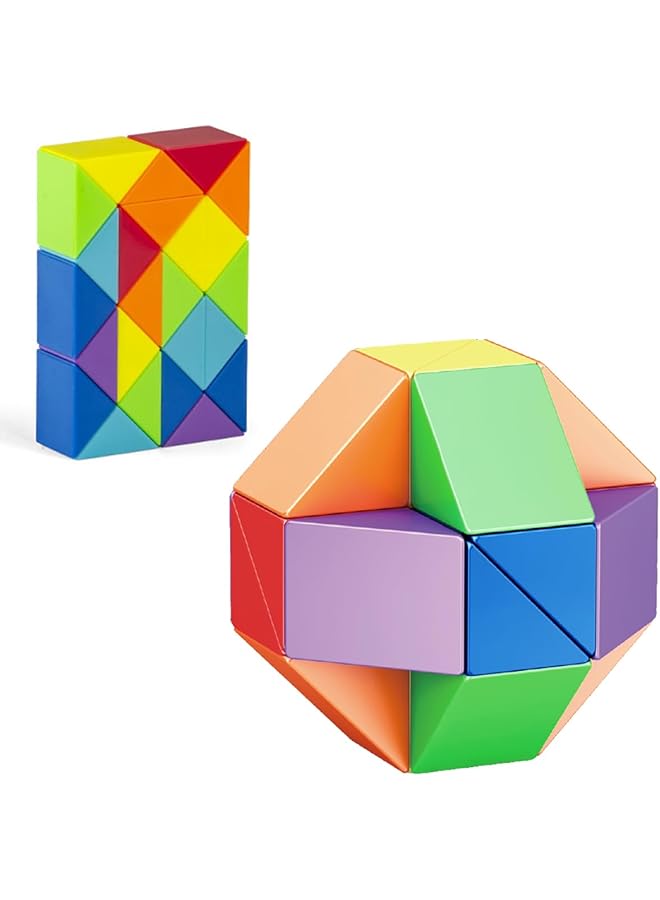 إي سي في في مسطرة سحرية فيدجيت ثعبان مكعب تويست لغز سحري ثعبان مجموعة ألعاب حسية مجموعة ألعاب النرد دعابة الدماغ للأطفال والبالغين والمراهقين (24 قطعة 42 سم) - Image 1