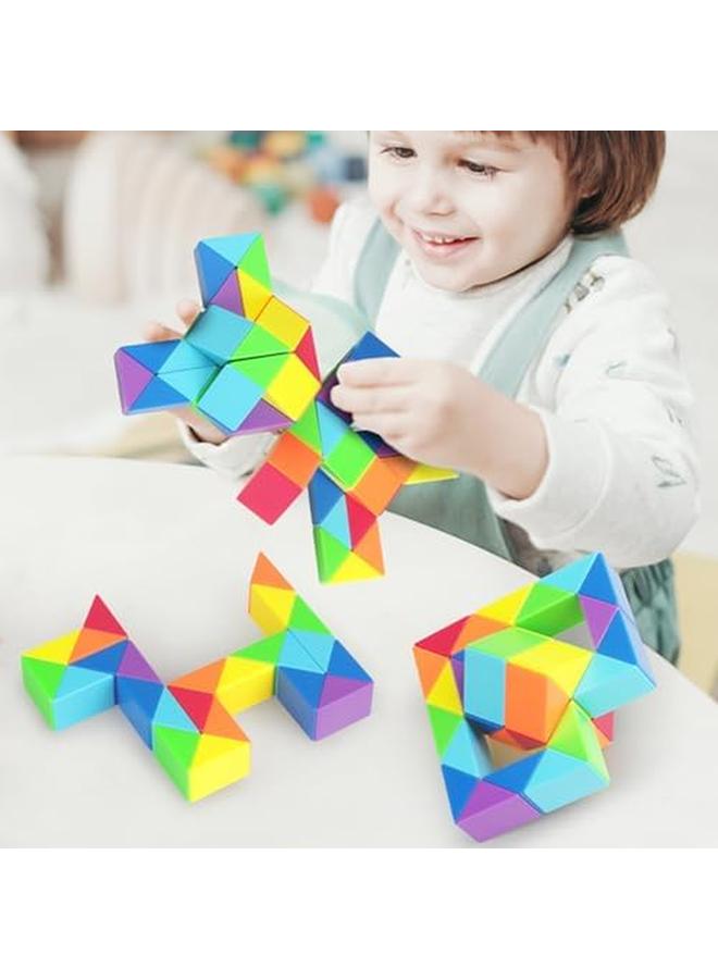 إي سي في في مسطرة سحرية فيدجيت ثعبان مكعب تويست لغز سحري ثعبان مجموعة ألعاب حسية مجموعة ألعاب النرد دعابة الدماغ للأطفال والبالغين والمراهقين (24 قطعة 42 سم) - Image 4