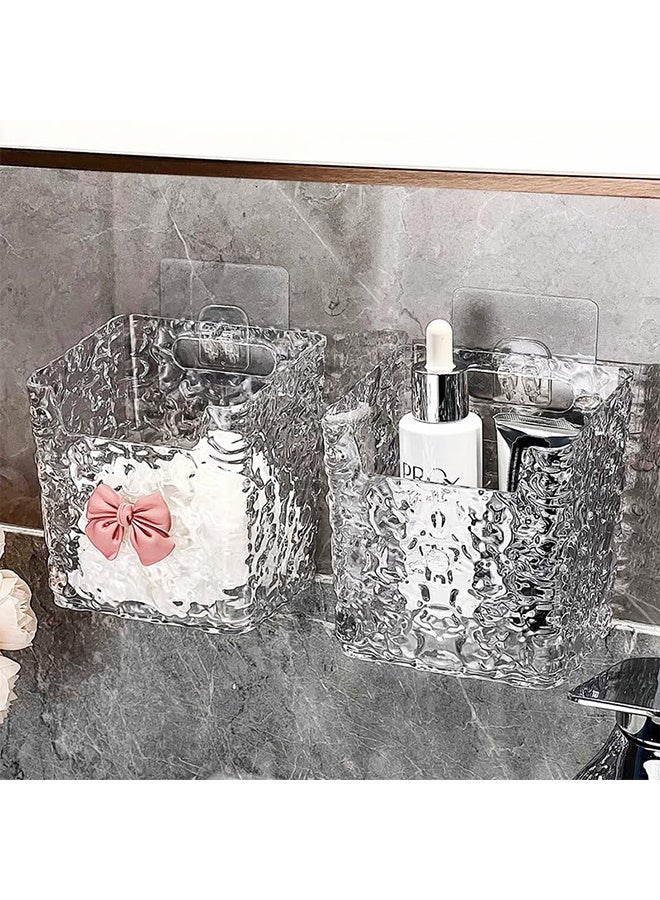 حامل مناديل ورقية مثبت على الحائط بدون استخدام المثقاب، ورف تخزين، ومنظم عملي للحمامات والمطابخ (شفاف) - Image 4
