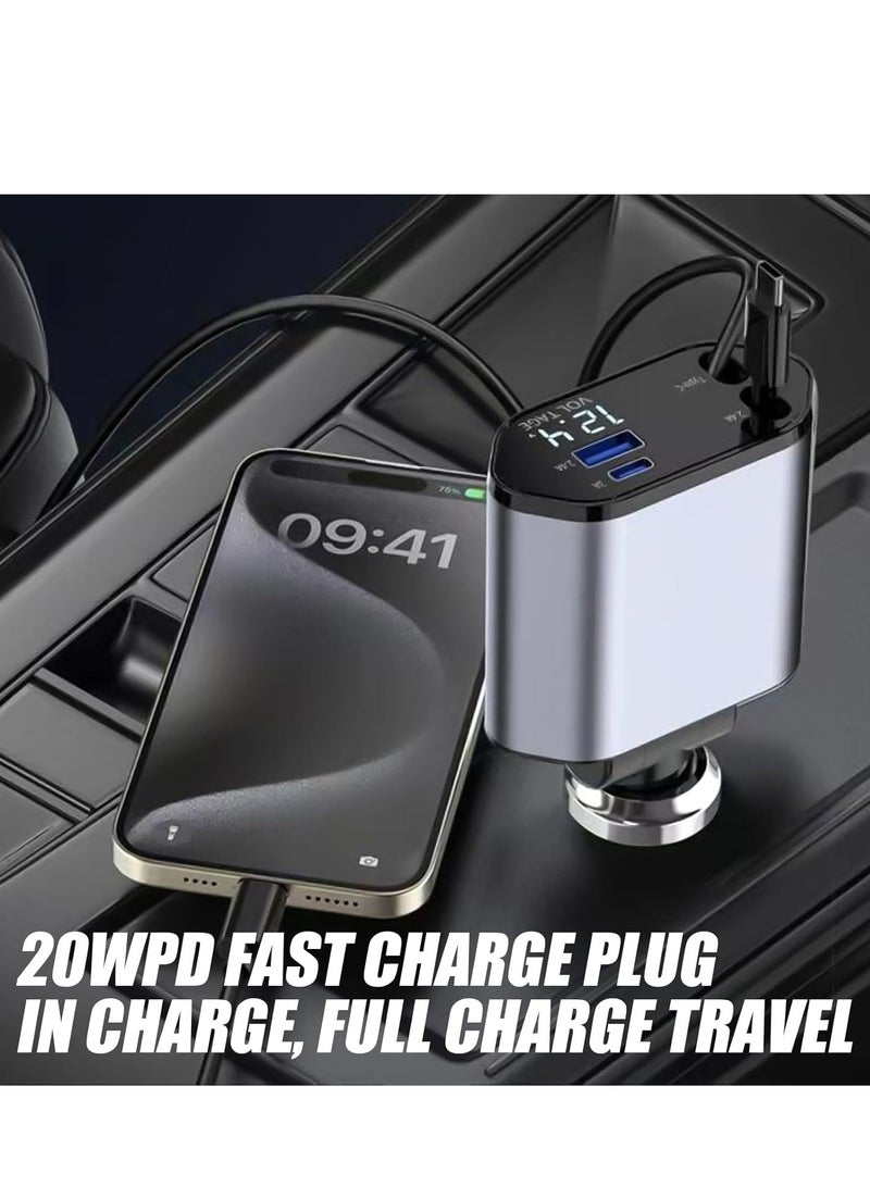 Car lighter and mobile charger with a retractable cable, 4 in 1, multi-purpose, modern design that combines elegance and practicality, keeping you always ready - Image 5