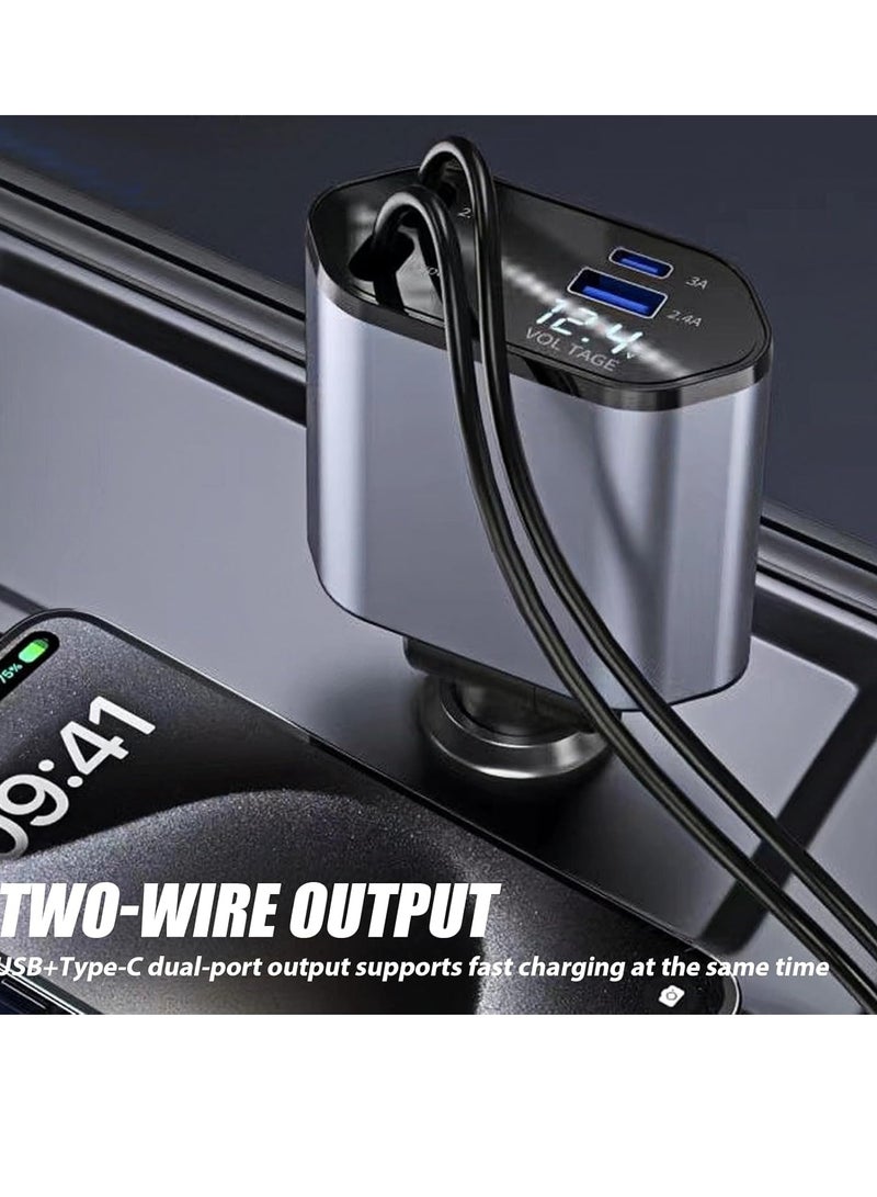 Car lighter and mobile charger with a retractable cable, 4 in 1, multi-purpose, modern design that combines elegance and practicality, keeping you always ready - Image 4