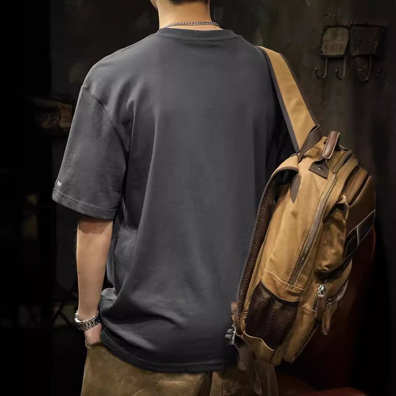 European Short-Sleeved T-Shirt Men'S Summer Loose Large Size Men'S Wear Trendyy Round Neck Half-Sleeved Cotton T-Shirt - Image 4