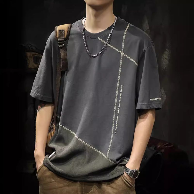 European Short-Sleeved T-Shirt Men'S Summer Loose Large Size Men'S Wear Trendyy Round Neck Half-Sleeved Cotton T-Shirt - Image 3