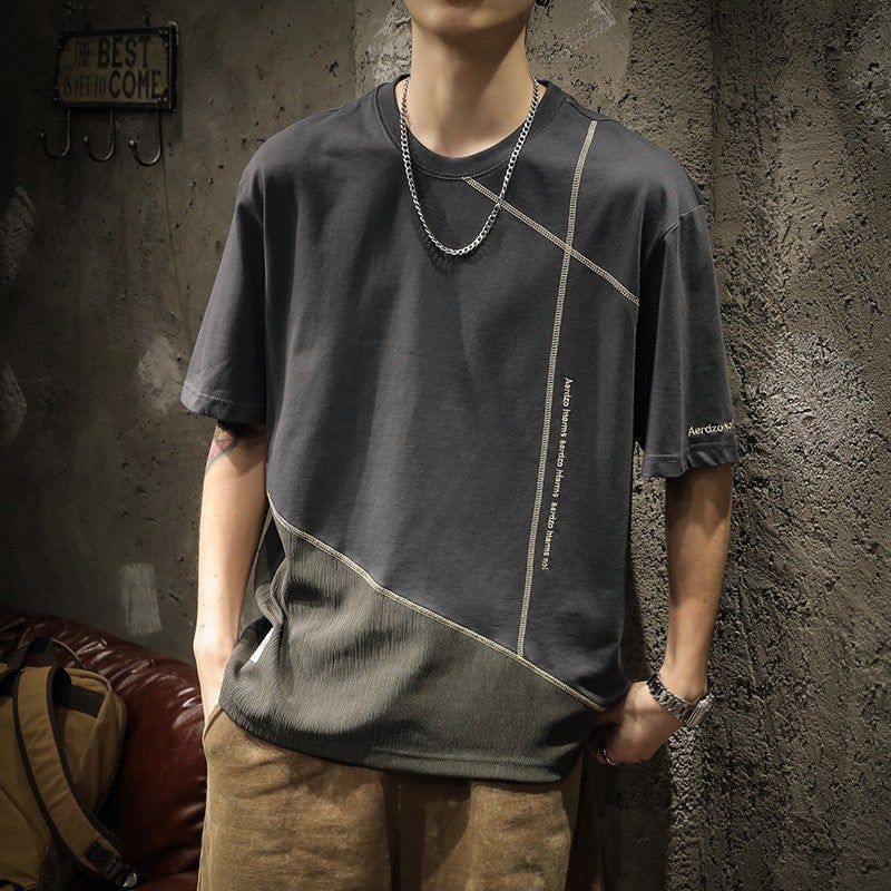 European Short-Sleeved T-Shirt Men'S Summer Loose Large Size Men'S Wear Trendyy Round Neck Half-Sleeved Cotton T-Shirt - Image 2