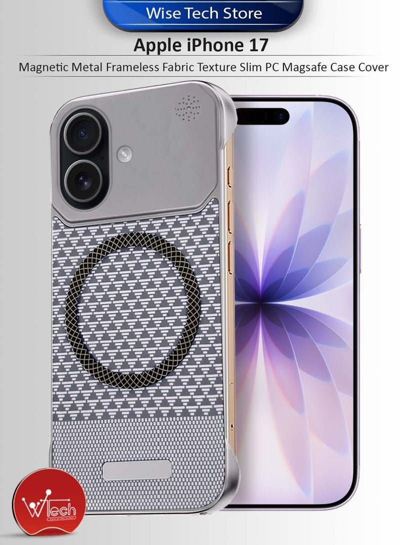 Wtech Apple iPhone 17 5G 2025 Magnetic Metal Frameless Fabric Texture Slim PC Magsafe Case Cover (MCCPSN) - Grey/Silver - Image 1