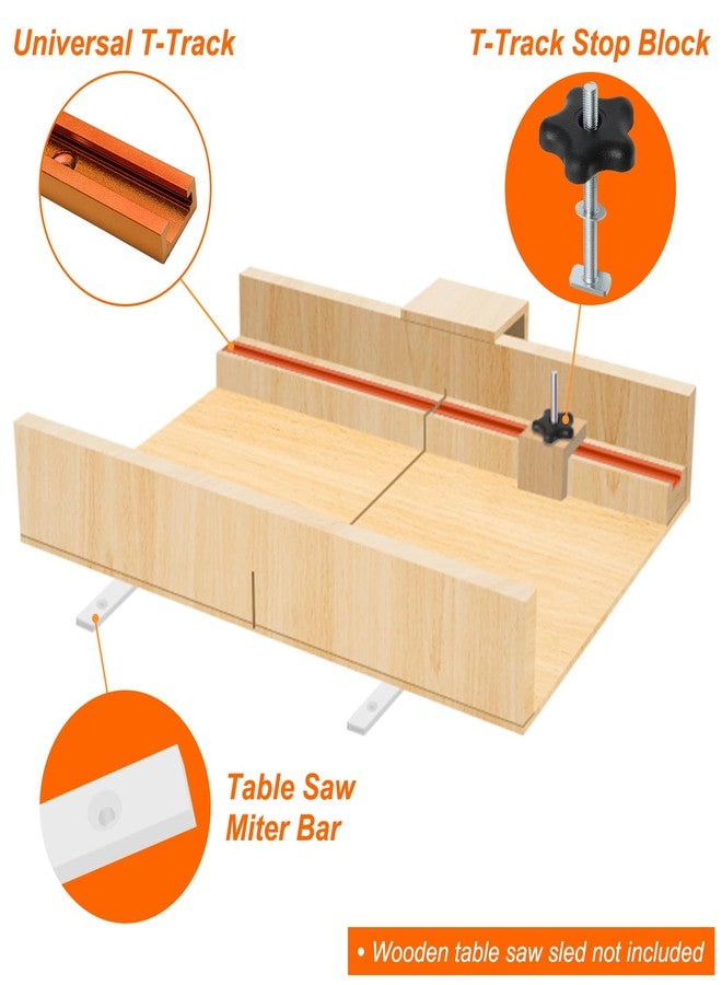 Catcan Crosscut Sled Kit for Table Saw Runners, Catcan Table Saw Sled Kit with 2 Aluminum T-Track, 2 UHMW Miter Bars, Knob and Bolt, Screws for Tablesaw Woodworking - Image 3
