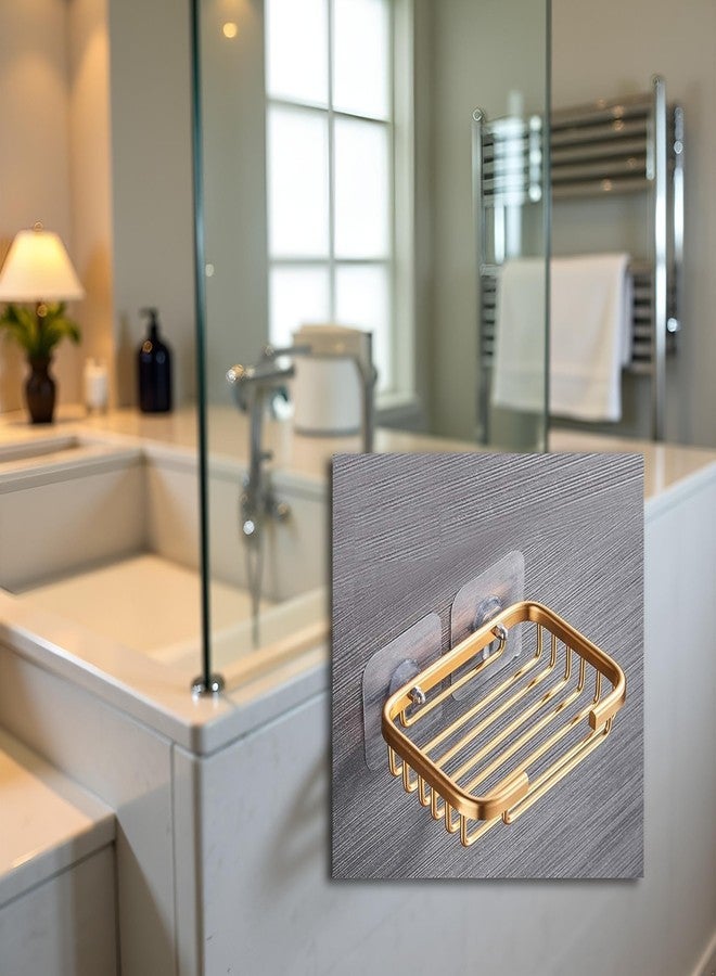 Bwexxt Gold Bar Soap Holder for Shower Wall,Stainless Steel Adhesive Soap Dish for Bathroom,Drill Free Soap Holder Storage Rack Soap Dishes Holders and Dispensers Bathroom Accessories - Image 5
