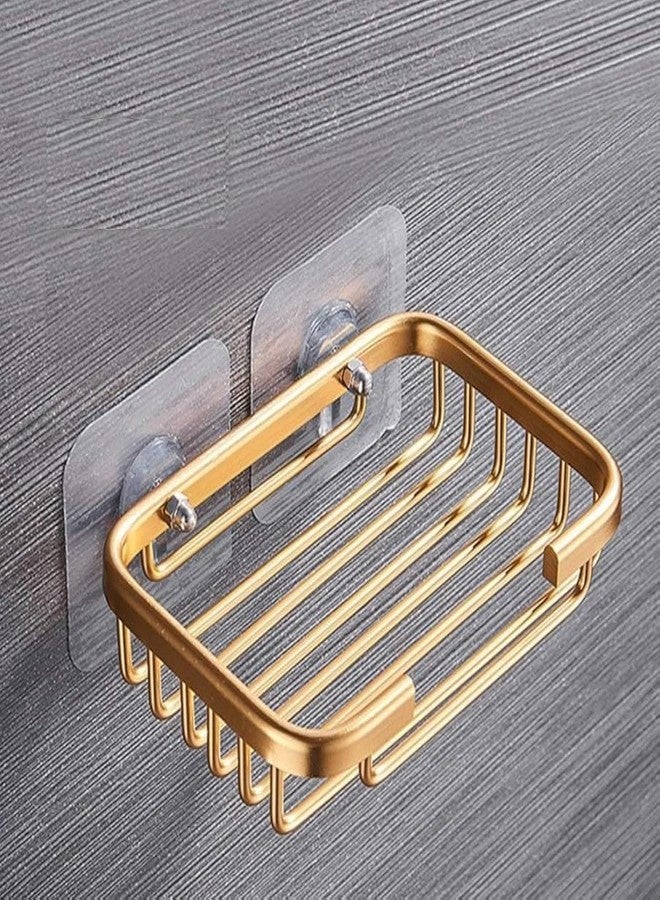 Bwexxt Gold Bar Soap Holder for Shower Wall,Stainless Steel Adhesive Soap Dish for Bathroom,Drill Free Soap Holder Storage Rack Soap Dishes Holders and Dispensers Bathroom Accessories - Image 1