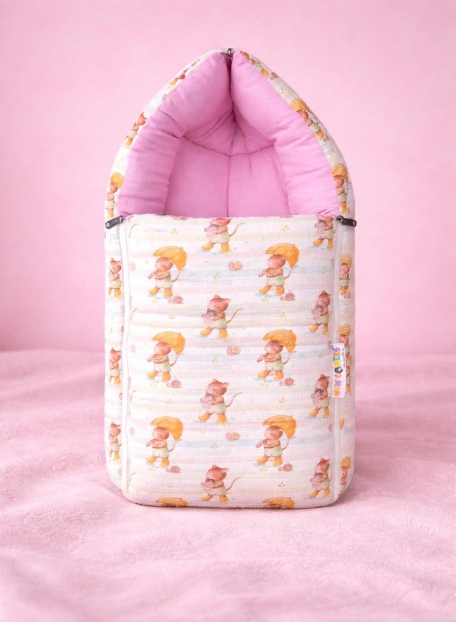 NEW COMERS® 3 in 1 Carry Nest Portable Cushion Bed with Waffle Texture Soft 100% Pure Muslin Padding Lightweight Travel Friendly Multi-Use Carry Wrap with Secure Support Design | Unisex Carry Bag Nest - Image 1