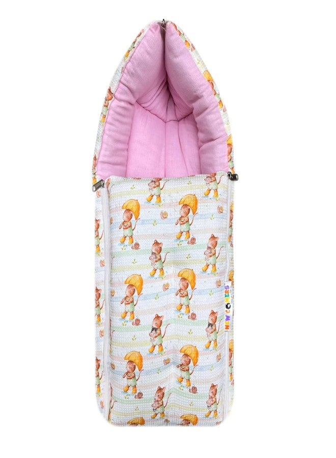 NEW COMERS® 3 in 1 Carry Nest Portable Cushion Bed with Waffle Texture Soft 100% Pure Muslin Padding Lightweight Travel Friendly Multi-Use Carry Wrap with Secure Support Design | Unisex Carry Bag Nest - Image 3