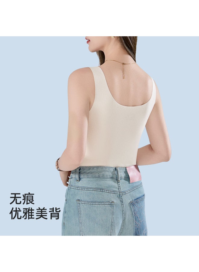 Top melon Seamless Ice Silk Wide Strap Camisole For Women, No Bra Needed, Can Be Worn As Innerwear Or Outerwear - Image 5