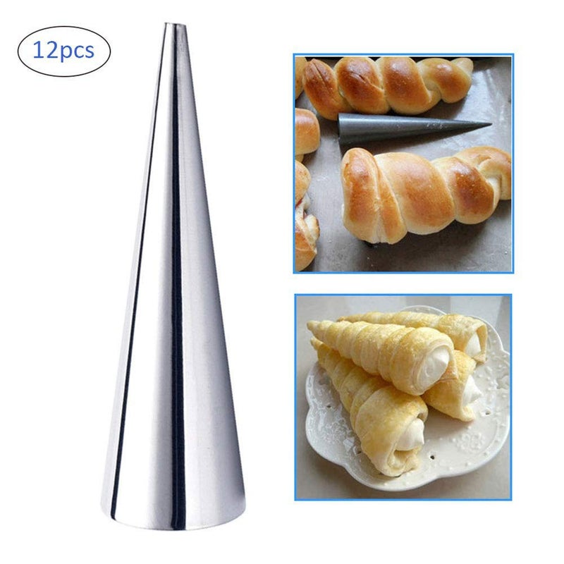 Stainless Steel Cream Horn Pastry Moulds 12 Pack Cone Shape DIY Baking Tools - Image 3