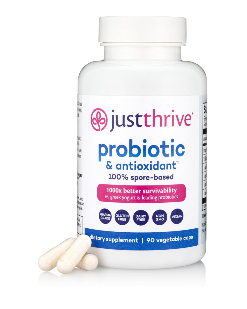 Just Thrive Probiotic Antioxidant Supplement 100 SporeBased Digestive and Immune Support Gluten Free 90 Caps
