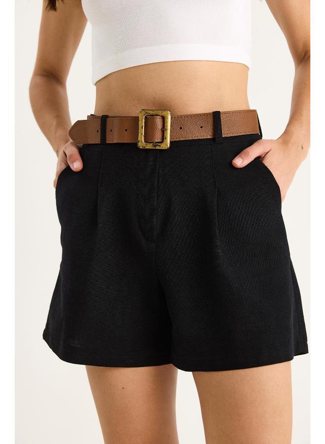 Ginger Cotton Blend High Rise Shorts - Image 1
