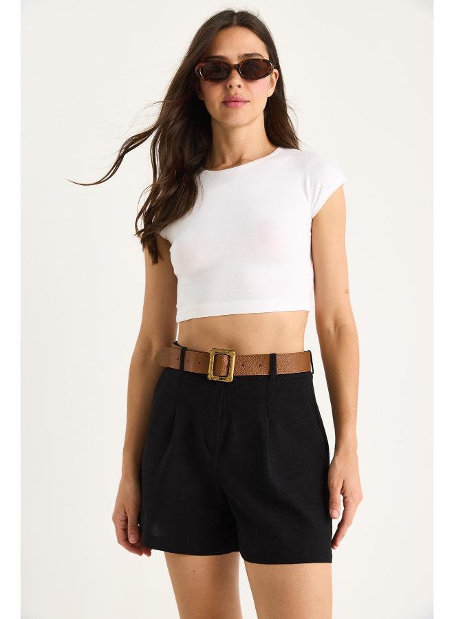 Ginger Cotton Blend High Rise Shorts - Image 5