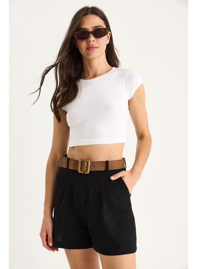 Ginger Cotton Blend High Rise Shorts - Image 3