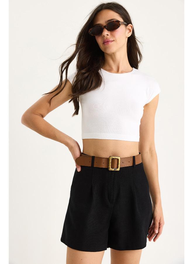 Ginger Cotton Blend High Rise Shorts - Image 4
